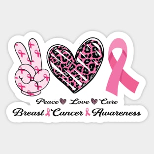 Peace Love Cure Breast & Cancer Awareness Sticker
